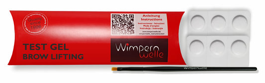 Gel test pentru laminare și lifting sprâncene profesional, marca Wimpernwelle – ideal pentru saloane de beauty și tratamente de stilizare sprâncene.