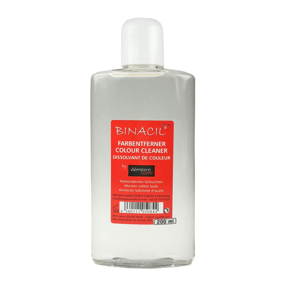 Soluție profesională Wimpernwelle pentru curățarea vopselei de gene și sprâncene de pe piele, flacon 200 ml, ideală pentru saloane.