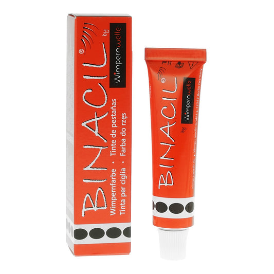 Binacil Wimpernwelle vopsea profesională neagră pentru gene și sprâncene, pigment dens pentru efect dramatic și durabil.