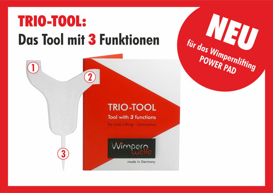 Aplicator profesional TRIO-TOOL pentru laminare gene și sprâncene Wimpernwelle – instrument 3-în-1 pentru separare și aplicare precisă.