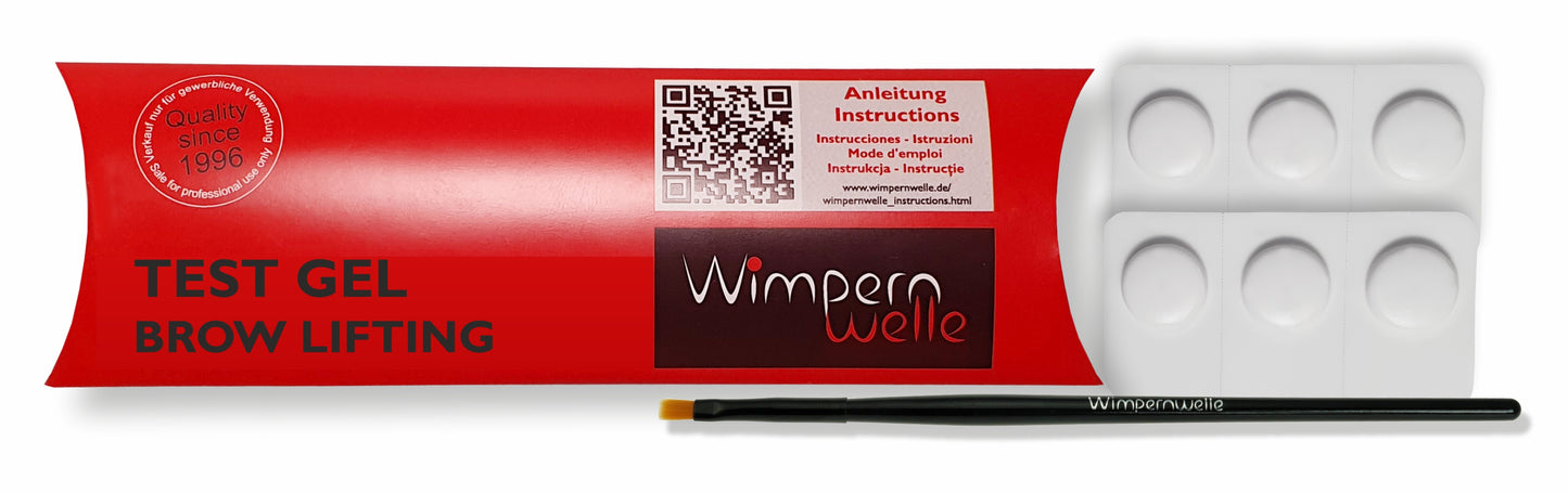 Gel test pentru laminare și lifting sprâncene profesional, marca Wimpernwelle – ideal pentru saloane de beauty și tratamente de stilizare sprâncene.