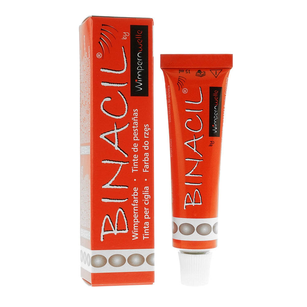 Vopsea profesională Binacil Wimpernwelle maro deschis, pentru colorarea naturală a genelor și sprâncenelor, rezistență de lungă durată.